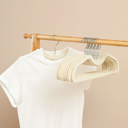 10PCS Flocking Plastic Clothes Hangers – Space-Saving Anti-Slip Short Neck Drying Hangers