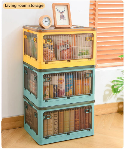 Foldable Storage Box with Wheels, Stackable Closet Organizer for Clothes, Quilts, Toys & Books