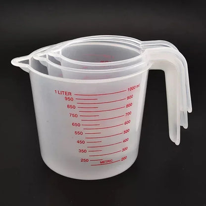 3Pcs Baking Liquid Measuring Cups – Plastic PVC Scale Volume Beaker Set Kitchen Measuring Tools