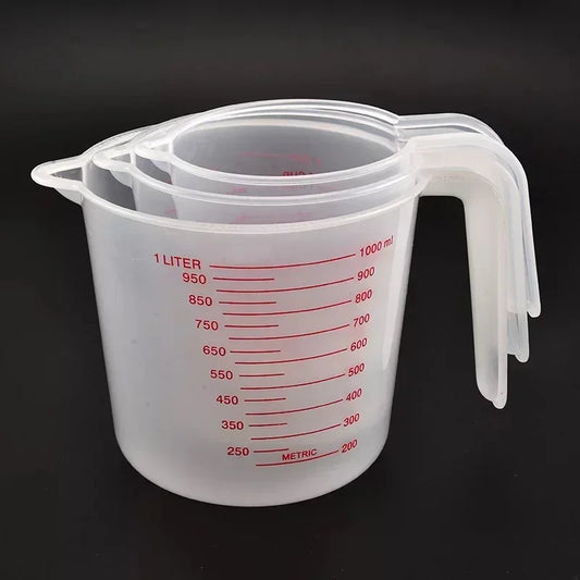3Pcs Baking Liquid Measuring Cups – Plastic PVC Scale Volume Beaker Set Kitchen Measuring Tools