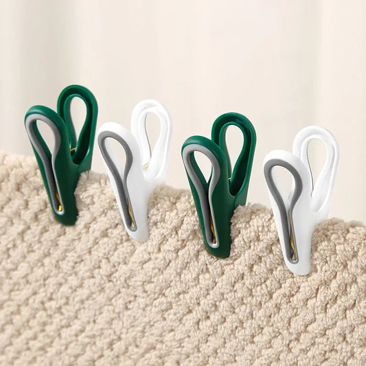 12PCS Clothes Pins with Storage Basket, Plastic Laundry Hanging Peg Clips for Socks, Underwear & Food Bags