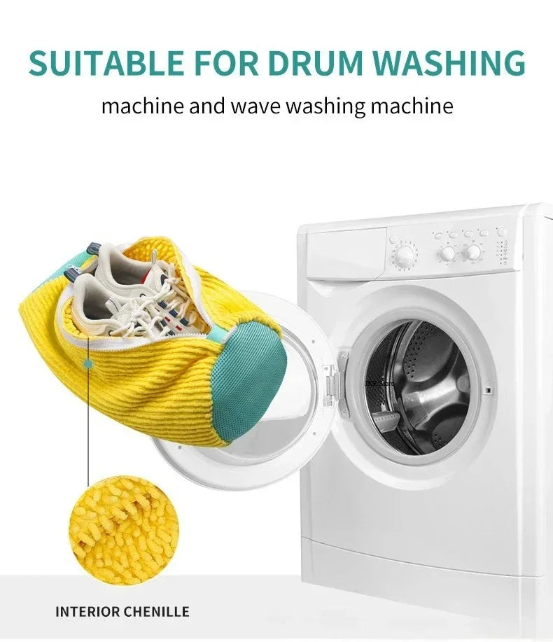 Shoe Washing Bag for Washing Machine – Zippered Laundry Cleaning Bag with Soft Fibers for Sneakers