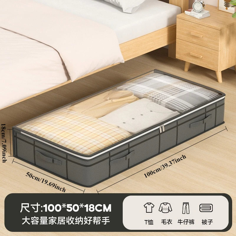 Large Underbed Storage Bag, Foldable Clothes & Quilt Organizer for Bedroom, Dorm & Wardrobe