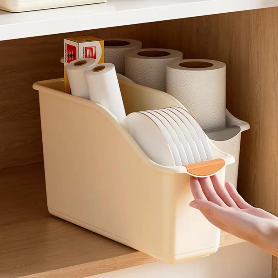 2/3PCS Plastic Under Sink Organizer with Wheels – Rolling Storage Bins for Kitchen Cabinet & Bottle Organization