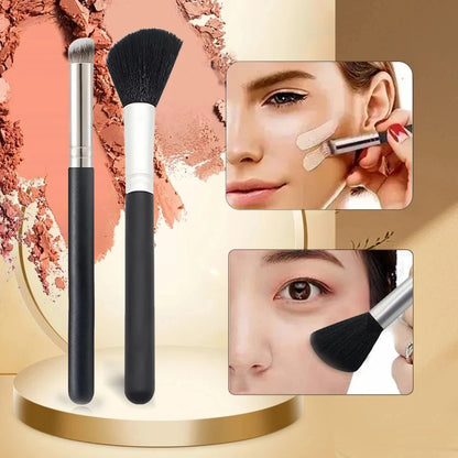 Premium Foundation and Concealer Brush Set, Dense Blending Contour and Blusher Makeup Brushes with Wooden Handle, Flawless Under-Eye Face Brush Set