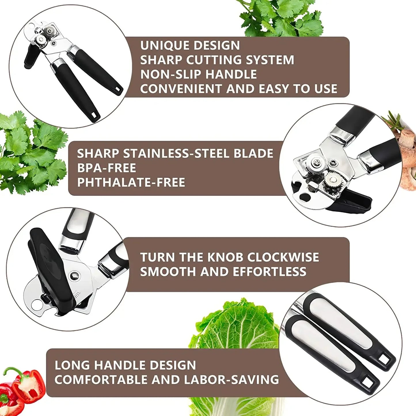 Professional Manual Can Opener – Multifunctional Stainless Steel Can and Bottle Opener Kitchen Gadget