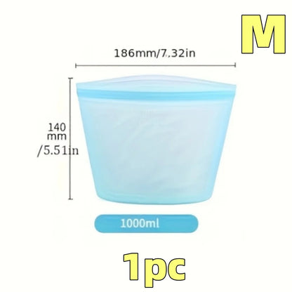 Silicone Food Containers – Reusable Leakproof Ziplock Storage Bags for Fridge and Freezer