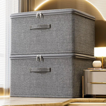 Foldable Cationic Fabric Storage Box with Soft Lid – Multi-Purpose Organizer Bin for Clothes & Toys
