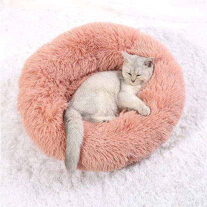 Round Plush Pet Bed for Dogs and Cats, Super Soft Winter Sleeping Bed in 6 Sizes (40–90cm), Warm Calming Cushion for Small, Medium, and Large Pets