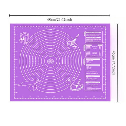 Non-Slip Silicone Baking Mat with Measurement Guide, Reusable Non-Stick Kneading & Rolling Mat for Baking and Cooking