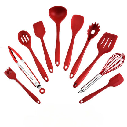 10PCS Silicone Kitchen Utensil Set, Heat-Resistant Cooking & Baking Tools, Non-Stick Spatula Spoon Scraper Set