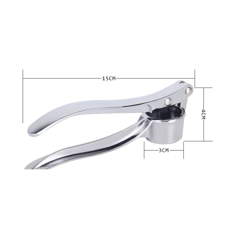 Stainless Steel Garlic Press Crusher & Mincer, Manual Garlic Smasher Squeezer Kitchen Grinding Tool