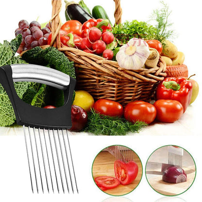 Onion Holder Slicer Cutter, Stainless Steel Vegetable Chopper for Tomato, Potato, Avocado, Eggs, Fruit & Meat