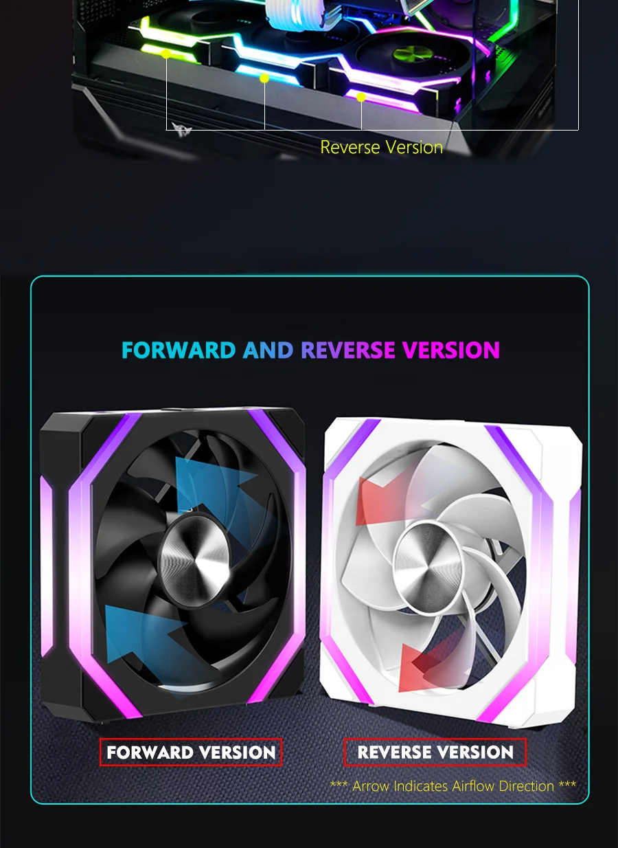 JUMPEAK CS120 ARGB 120mm PWM Cooling Fan, Modular Stackable RGB Case Fan with Fluid Bearing, Silent 800–1800RPM, 5V 3-Pin ARGB Lighting for PC Case and Radiator