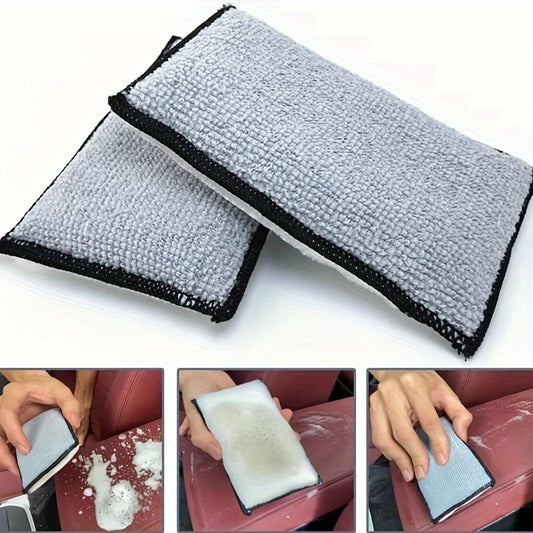 2PCS Car Interior Scrubbing Sponges – Microfiber Car Wash Sponges Auto Detailing Cleaning Pads