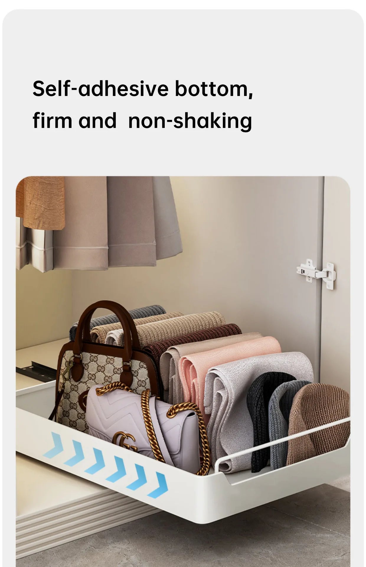 Slide Out Cabinet Organizer, Heavy Duty Sliding Drawer Pantry Shelf with Damping Guide & Nylon Adhesive