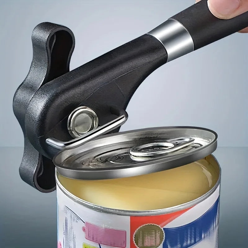 Plastic Hand-Actuated Can Opener – Safety Side-Cut Manual Can Opener with Easy Grip Handle