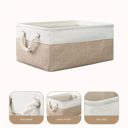 Cotton & Linen Storage Basket with Thick EVA – Handheld Clothing, Jeans & Toy Organizer Box