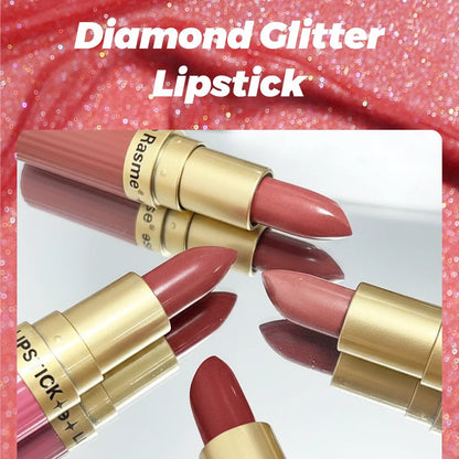CHOOSE RASME Pearlescent Pink Glitter Velvet Lipstick, Metallic Matte Shimmer Waterproof Long-Lasting Moisturizing Diamond Lipstick, 3.5g