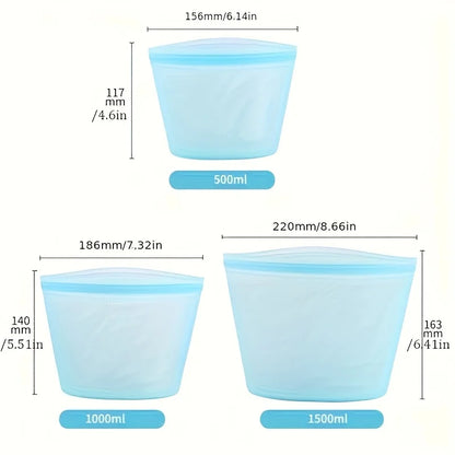 Silicone Food Containers – Reusable Leakproof Ziplock Storage Bags for Fridge and Freezer