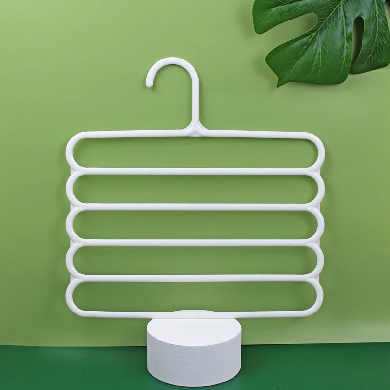 5-Layer Multi-Functional Clothes Hanger – Non-Slip Plastic Pants Storage Rack for Closet Organization