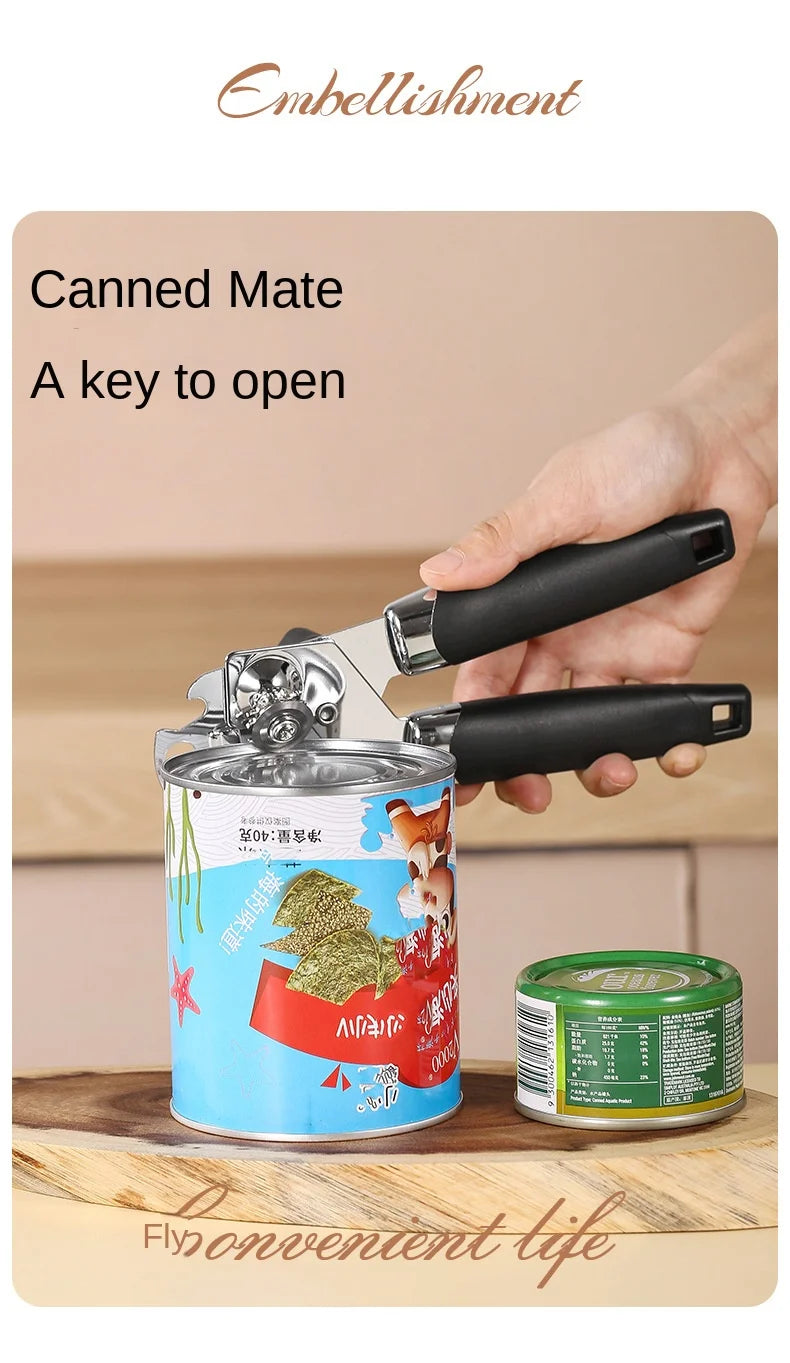 Professional Manual Can Opener – Multifunctional Stainless Steel Can and Bottle Opener Kitchen Gadget