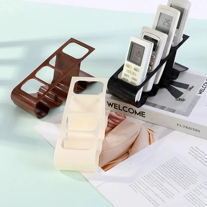 4-Slot Remote Control Holder, Plastic Desk Organizer for Living Room, Office & Home Storage