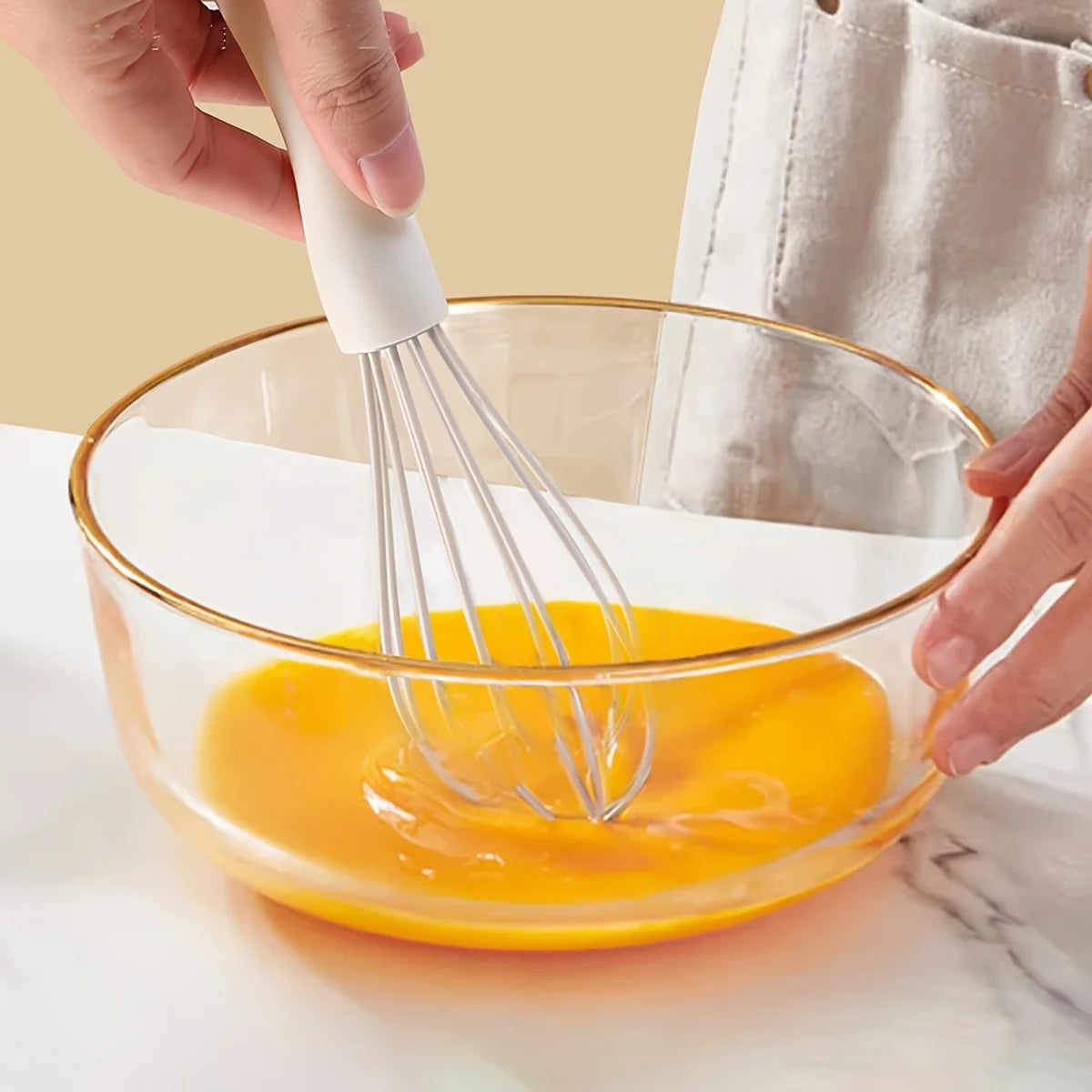 White Manual Silicone Whisk – Hand-Held Baking and Mixing Tool Kitchen Cooking Utensil