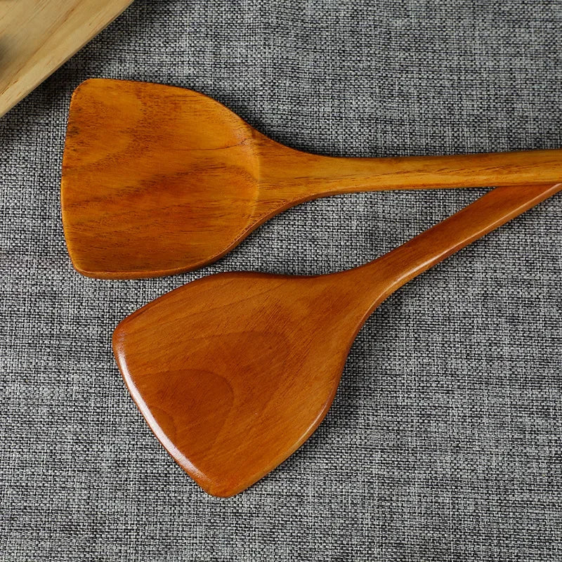 Bamboo Wood Spatula 39cm – Long Handle Wooden Cooking Spatula Safe for Non-Stick Pans