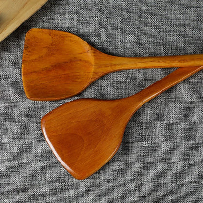 Bamboo Wood Spatula 39cm – Long Handle Wooden Cooking Spatula Safe for Non-Stick Pans