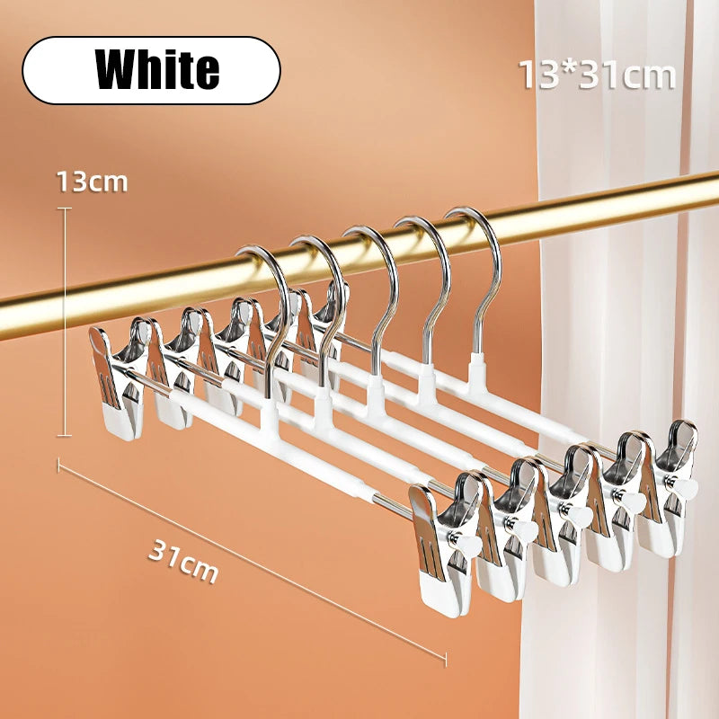 Stainless Steel Pants Hanger with Adjustable Clips – Anti-Slip Skirt & Trousers Rack for Wardrobe Storage