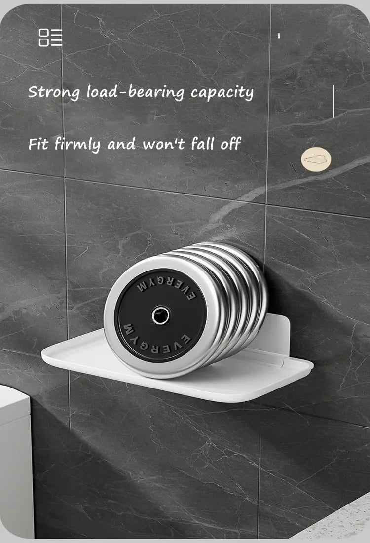 Wall Mounted Folding Storage Shelf, No-Drill Space-Saving Phone Holder & Router Organizer for Bathroom & Bedroom