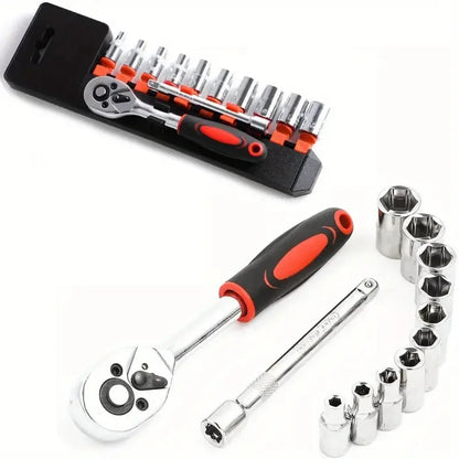 Xiaofei 12-Piece Auto Repair Tool Set, Socket Wrench Combination Hardware Tool Kit with Toolbox
