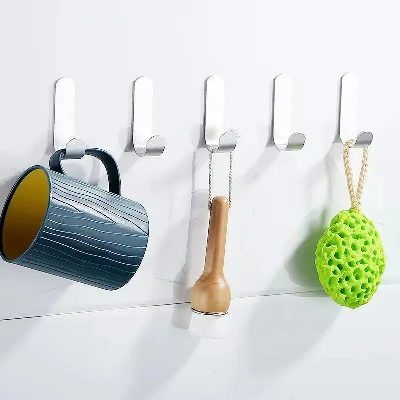 6Pcs Self-Adhesive J-Hooks – Waterproof Heavy-Duty Hanging Hooks for Bathroom & Kitchen