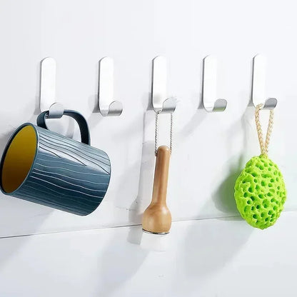 6Pcs Self-Adhesive J-Hooks – Waterproof Heavy-Duty Hanging Hooks for Bathroom & Kitchen