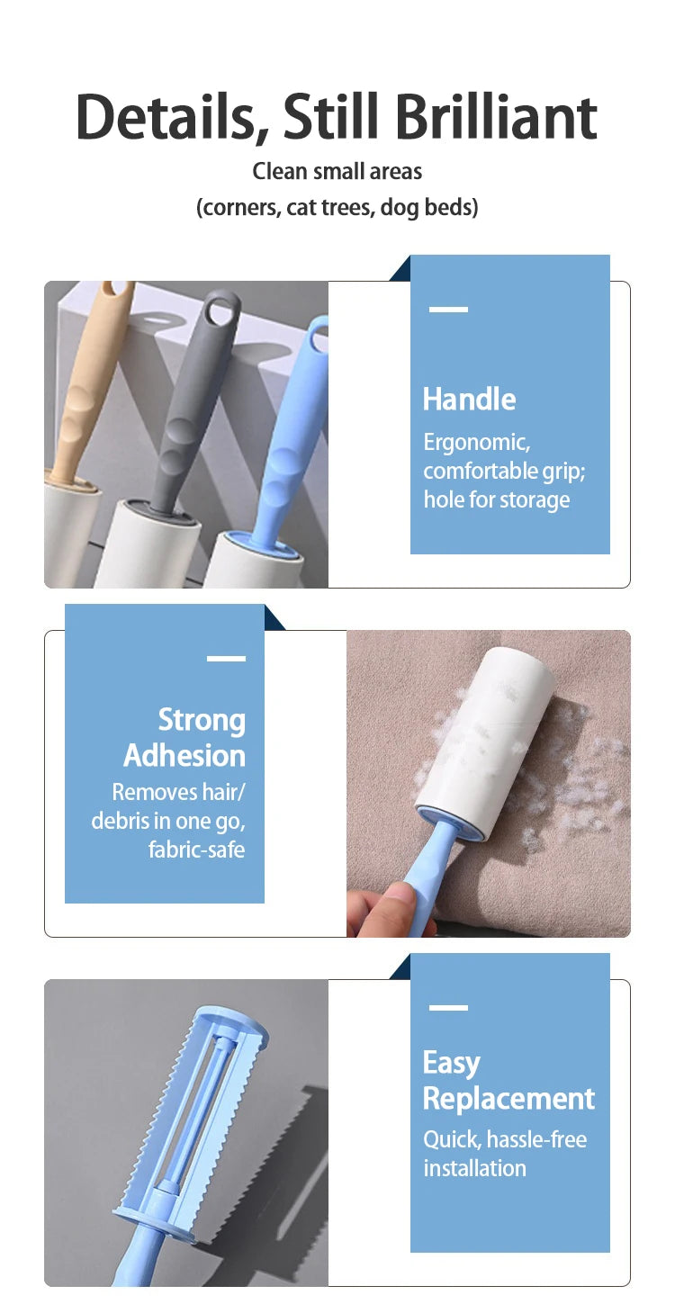 Lint Roller with Refills – Pet Hair Remover Brush for Clothes, Sofa, and Dust Cleaning