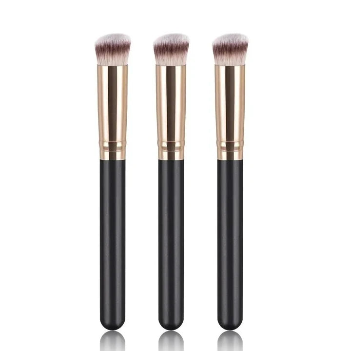 Premium Foundation and Concealer Brush Set, Dense Blending Contour and Blusher Makeup Brushes with Wooden Handle, Flawless Under-Eye Face Brush Set