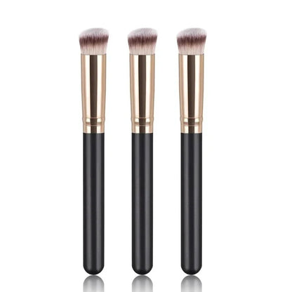 Premium Foundation and Concealer Brush Set, Dense Blending Contour and Blusher Makeup Brushes with Wooden Handle, Flawless Under-Eye Face Brush Set