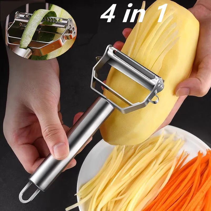 Stainless Steel Vegetable Peeler, Multifunctional Double-Head Fruit Peeler and Julienner for Kitchen Use