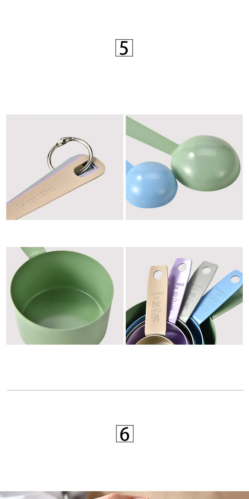 Stainless Steel Measuring Cup and Spoon Set with Handle – Accurate Scale Kitchen Tools for Baking and Cooking