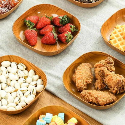 Japanese Style Imitation Wood Grain Square Plate, Simple Kitchen Tableware Dish for Dinner & Serving
