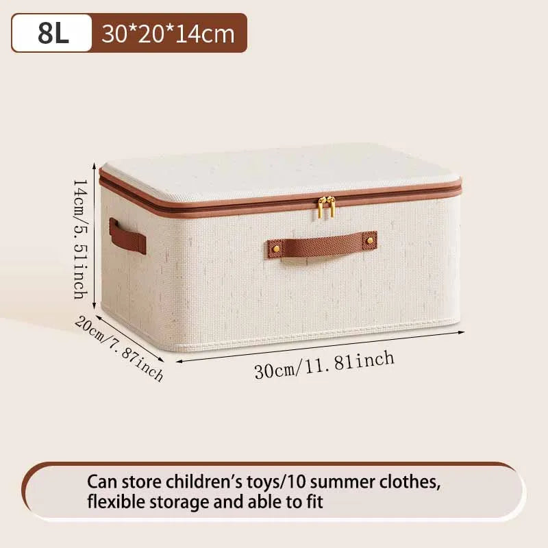 Zippered Storage Box with Lid – Large Capacity Foldable Clothing Organizer for Bedroom & Wardrobe