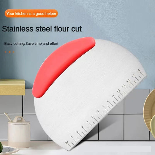 Stainless Steel Dough Scraper with Scale, Flour Cutter Pastry Scraper for Baking, Cake and Noodle Cutting Tool