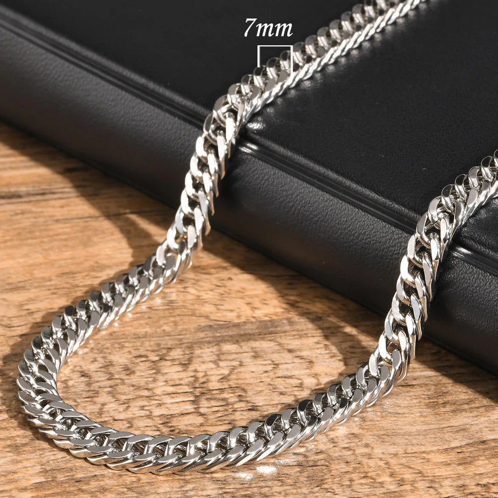 Vnox Stainless Steel Cuban Link Chain Necklace for Men and Women, Thick Miami Curb Chain, Waterproof Silver Unisex Jewelry