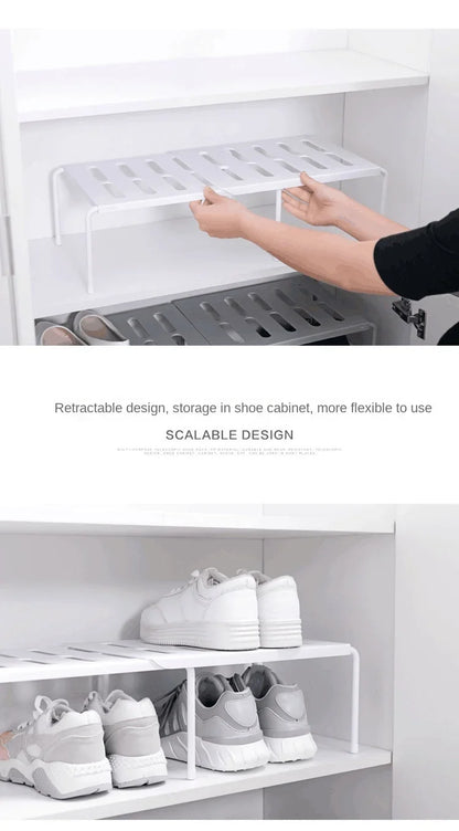 Adjustable ABS Shoe Rack Organizer, Extensible Telescopic Shoe Hanger for Wardrobe & Cabinet Storage