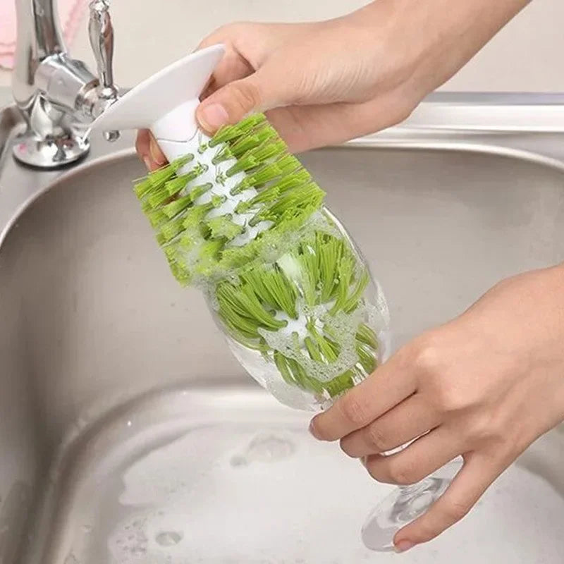 Sink Suction Cup Glass Brush – Upright Bottle & Wine Glass Cleaner with Durable Bristles