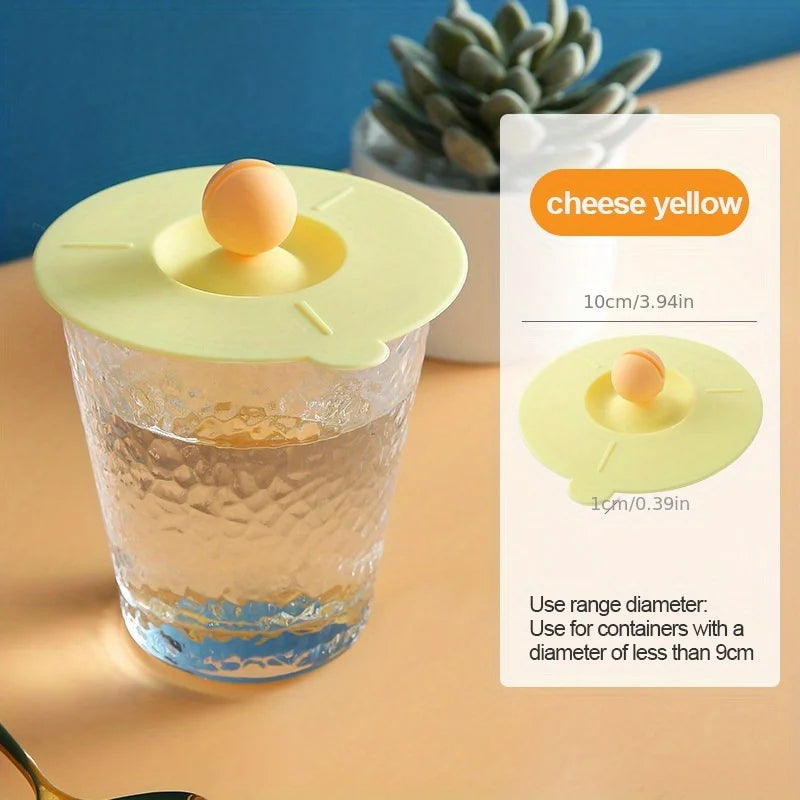 Round Heat-Resistant Cup Lid Cover – Non-Toxic Silicone Universal Mug Lid with Spoon Holder