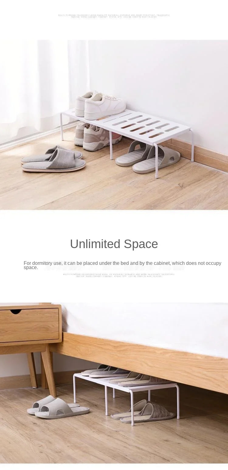 Adjustable ABS Shoe Rack Organizer, Extensible Telescopic Shoe Hanger for Wardrobe & Cabinet Storage