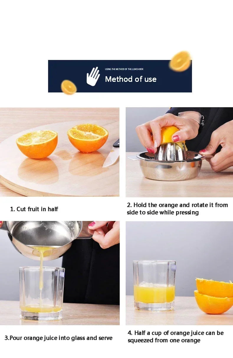 304 Stainless Steel Manual Fruit Juicer – Portable Lemon & Orange Hand Press Juicer for Kitchen