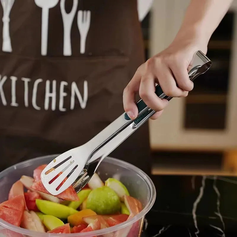 Stainless Steel Kitchen Tongs, Non-Slip Food Tongs for Cooking, BBQ, Salad, Bread and Buffet Serving